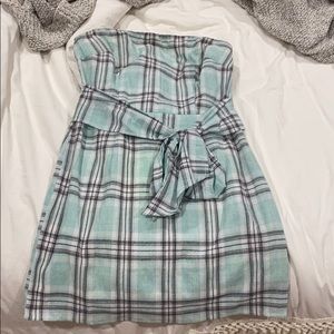 Linen, Strapless, Pastel, Plaid Dress